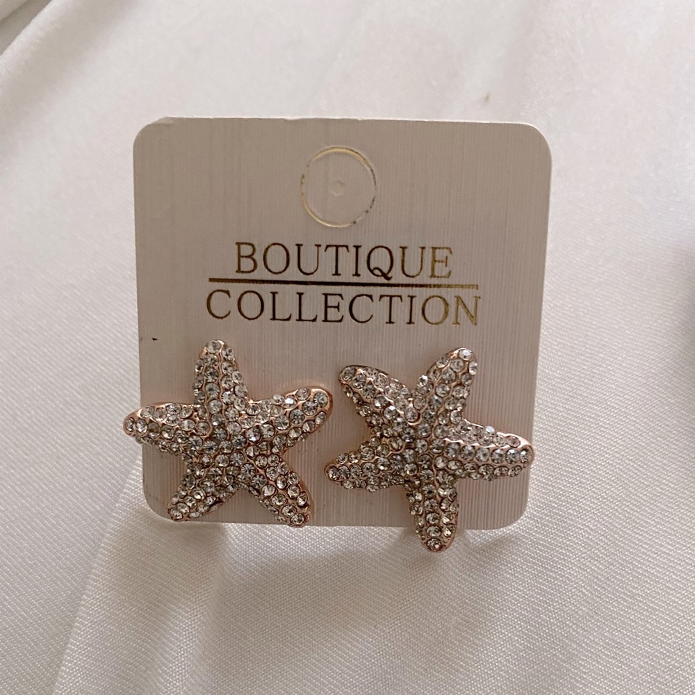 Boutique Collection Women’s Sparkling Gold Star-shaped Earrings